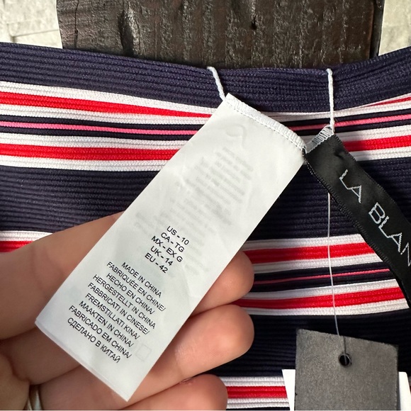 La Blanca High Waist Swimsuit Bottom Indigo Sailor Stripe Size 10 New with Tags - Picture 6 of 9